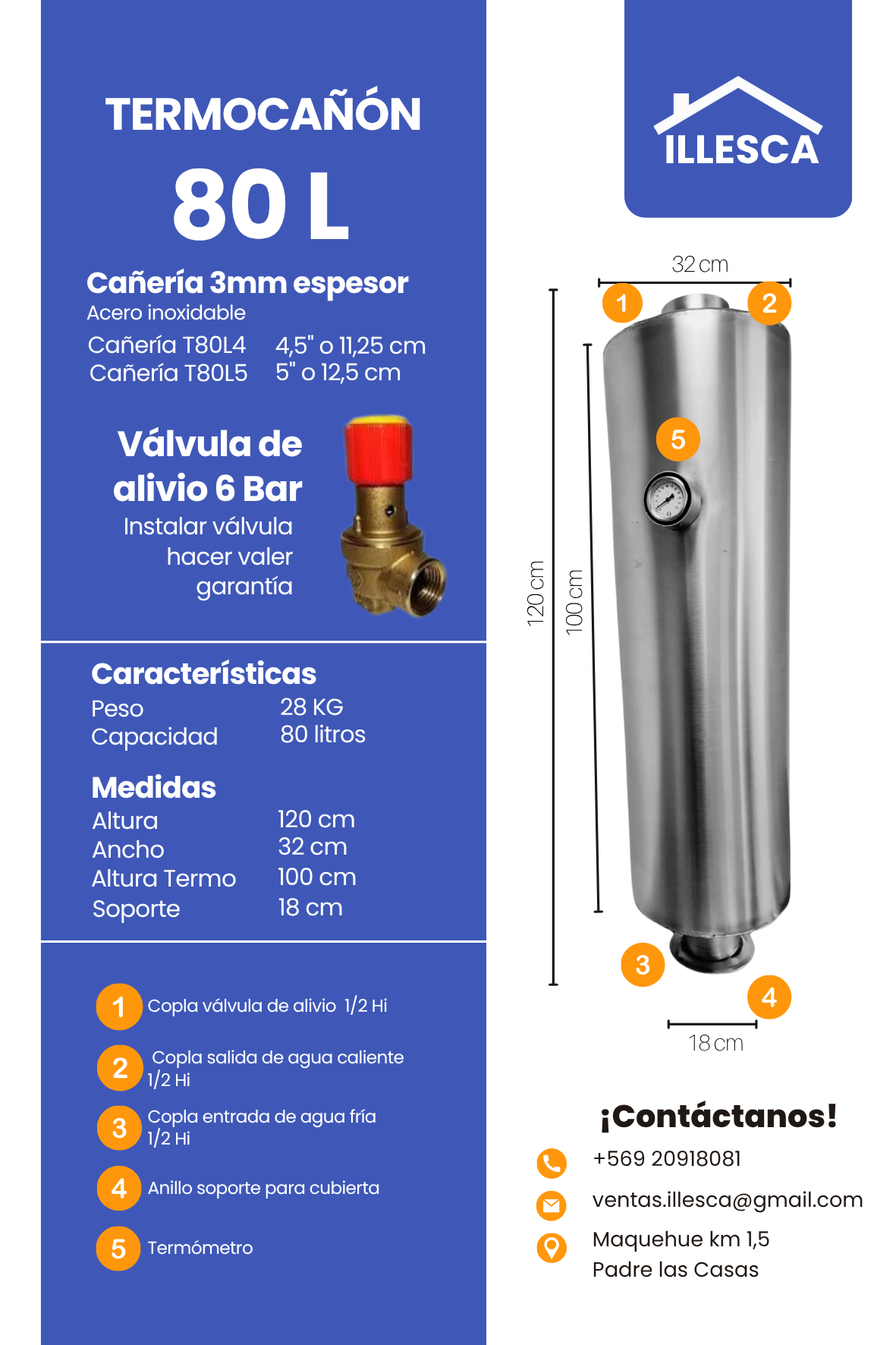 Termocañón 80 Lt - 5"